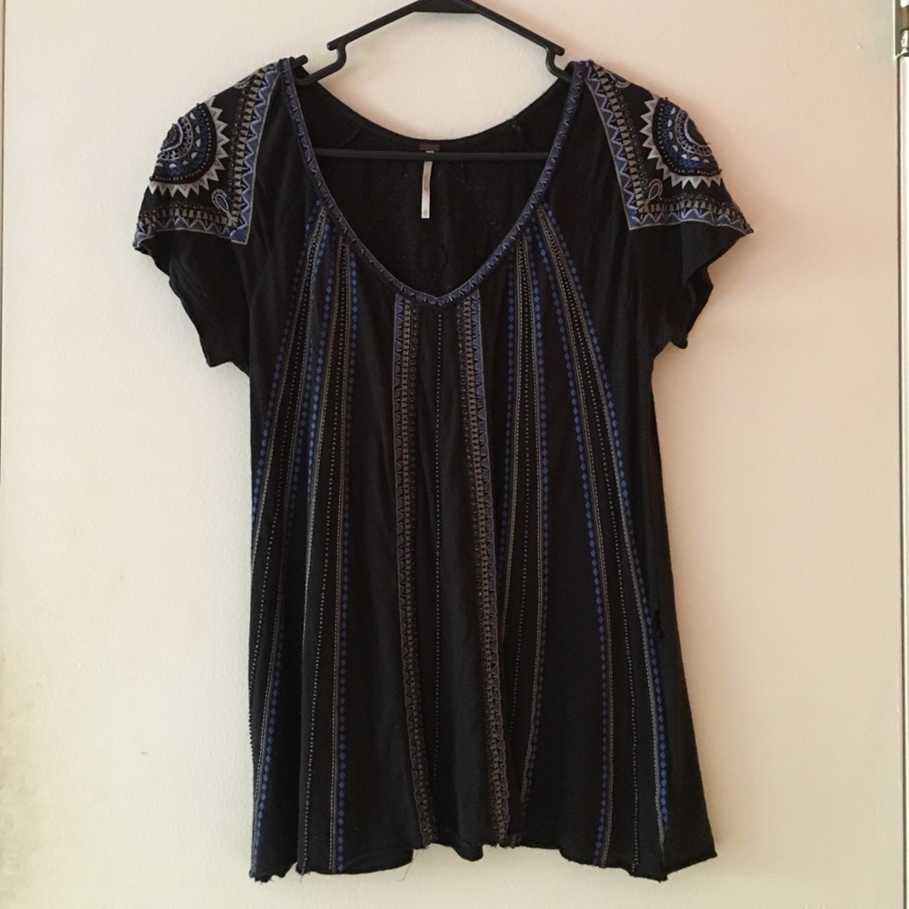 COPY - FP Black and Blue Beaded Tee